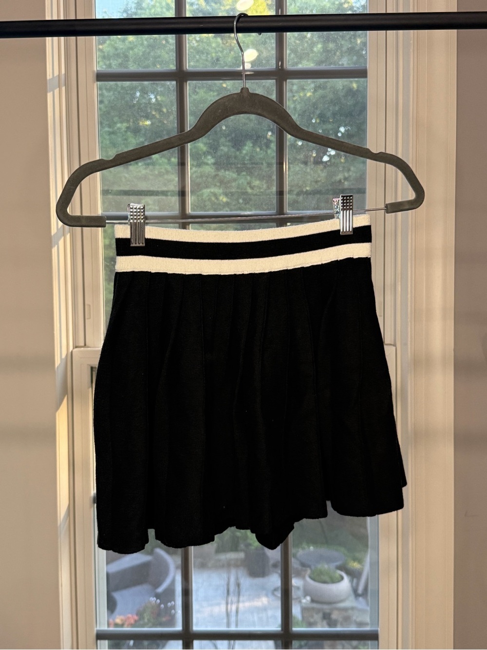 T.J.Maxx Black Mini Skirt with White Contrast Waistband